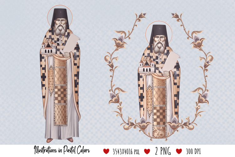 Saint Simeon Popovic. Illustration in Byzantine Style