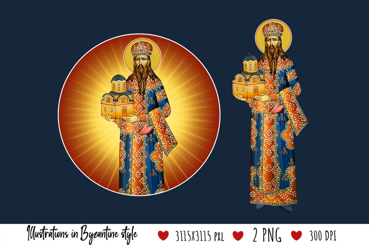 Saint Stefan Milutin Illustration in Byzantine Style