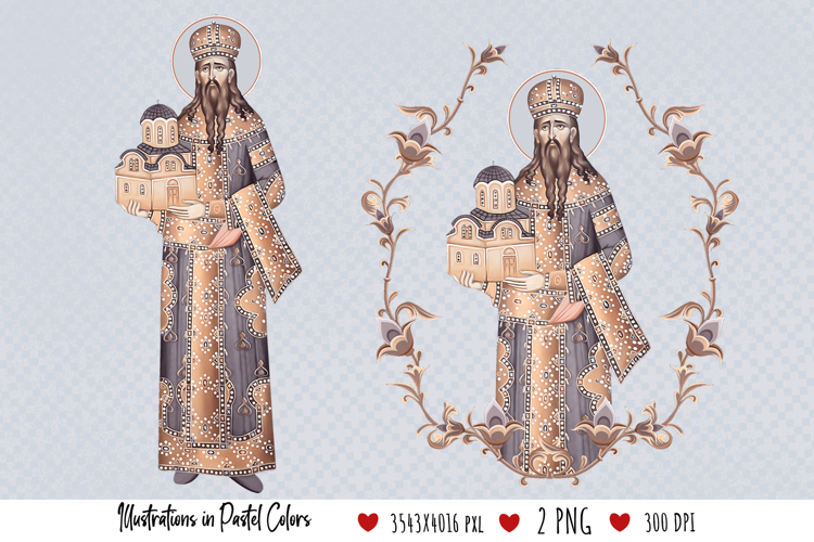 Saint Stefan Milutin. Illustration in Byzantine Style