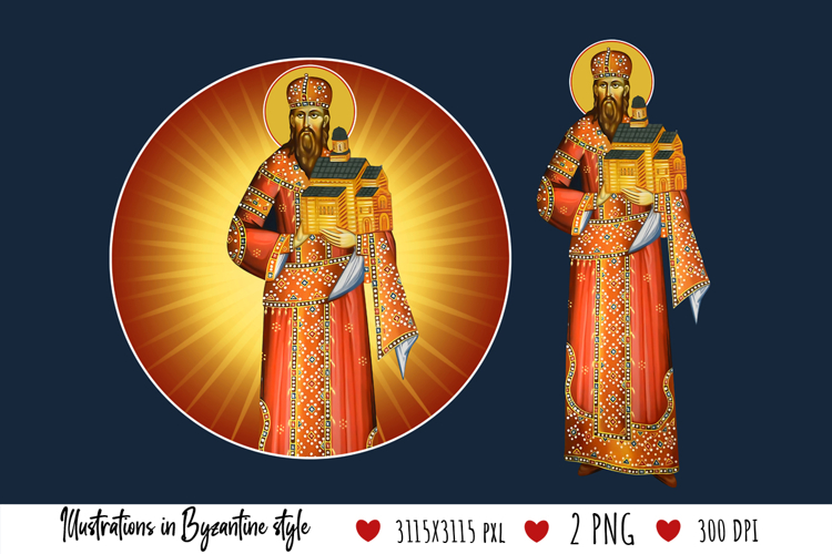 Saint Stefan Urosh I Illustration in Byzantine Style