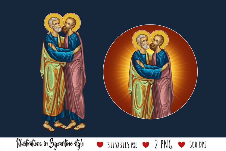 Saints Peter and Paul Illustration in Byzantine Style