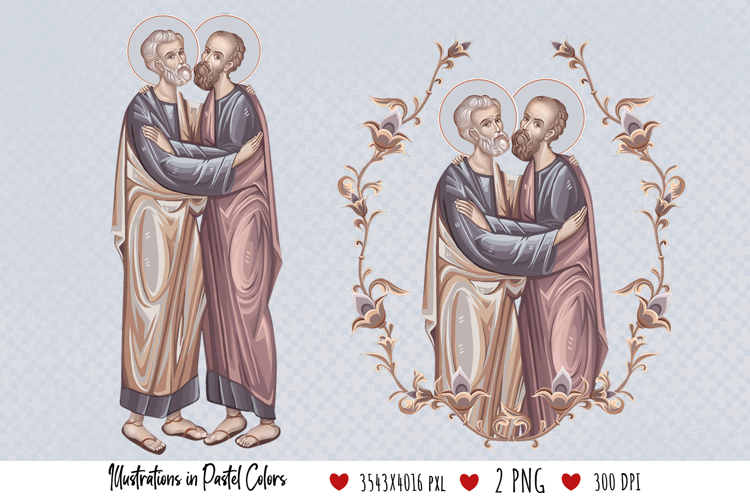 Saints Peter and Paul. Illustration in Byzantine Style