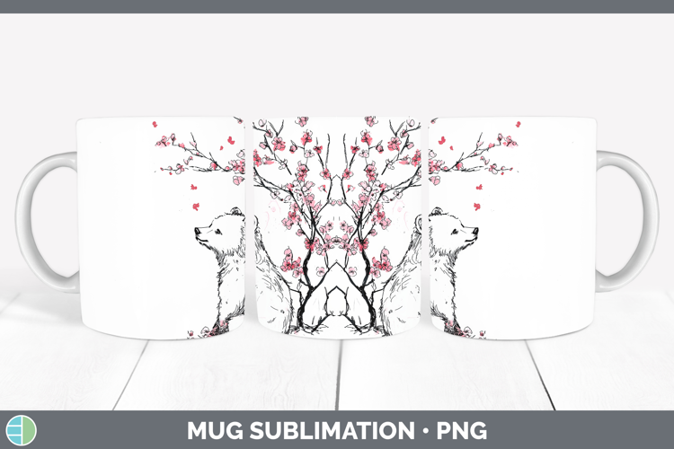 Sakura Bear Mug Wrap Sublimation Coffee Cup Designs