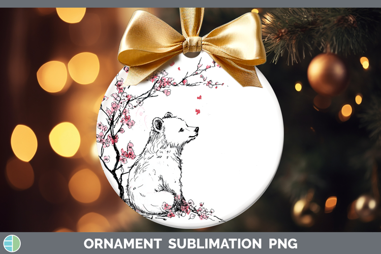 Sakura Bear Ornament Sublimation Bauble Designs