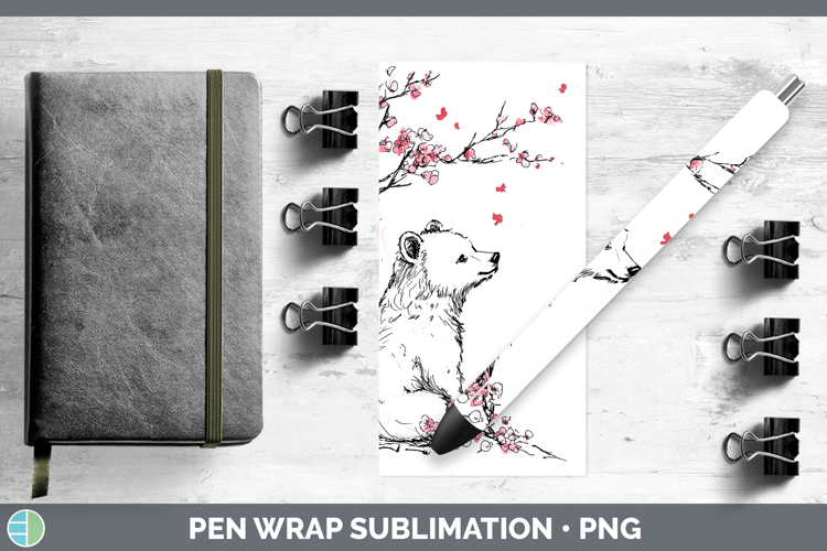 Sakura Bear Pen Wrap Sublimation Pen Designs
