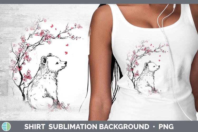 Sakura Bear Shirt Sublimation Sublimation Background Designs
