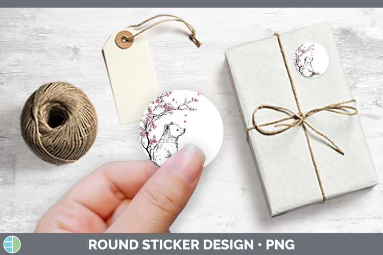 Sakura Bear Stickers | Round Labels Designs