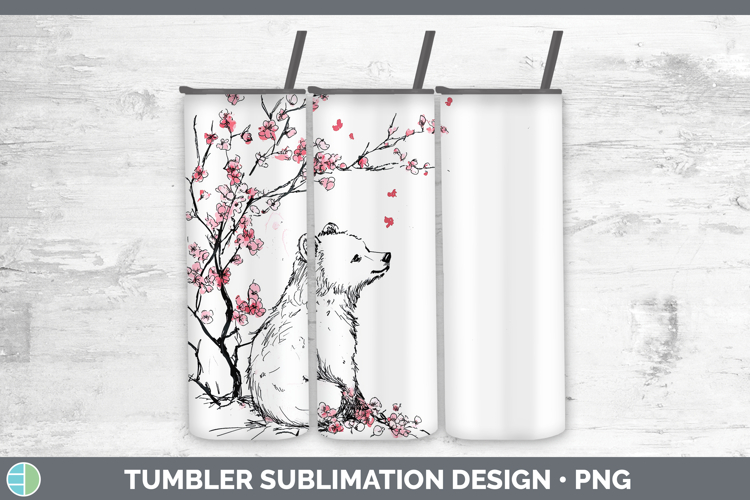 Sakura Bear Tumbler Sublimation 20 oz Skinny Tumbler Designs