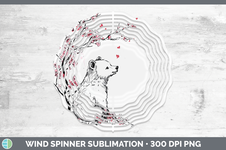 Sakura Bear Wind Spinner Sublimation Spinner Designs