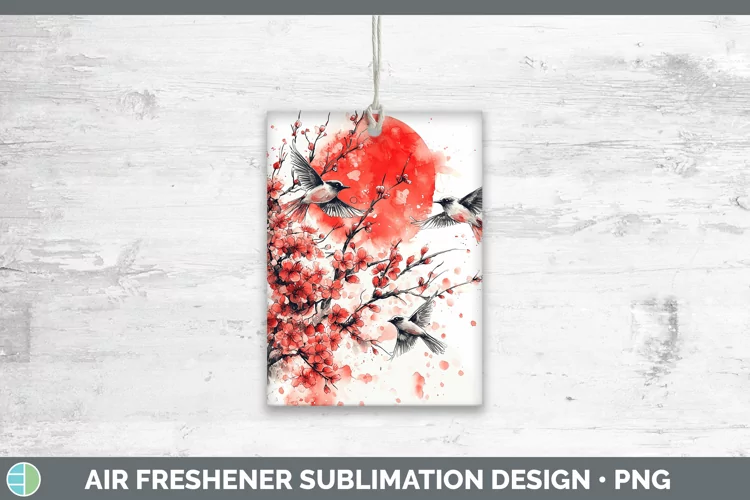 Sakura Birds Air Freshener Sublimation Car Freshener Designs