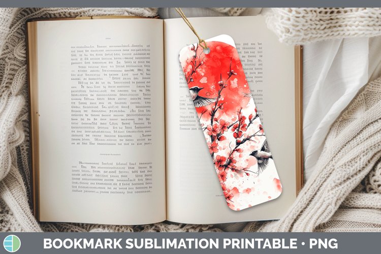 Sakura Birds Bookmark Sublimation Printable Designs