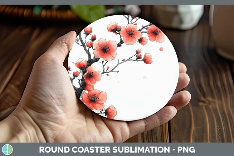 Sakura Blossoms Round Coaster Sublimation Coaster Designs