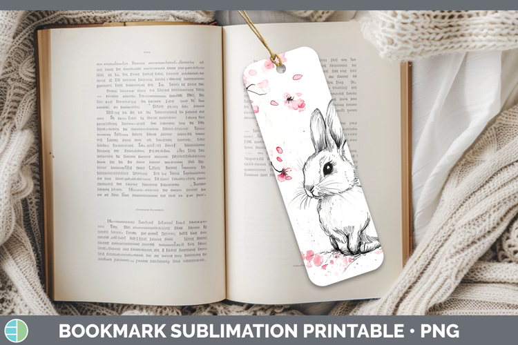 Sakura Bunny Bookmark Sublimation Printable Designs