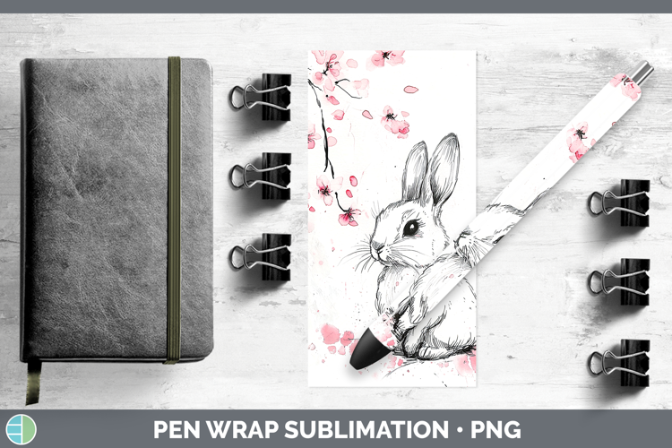 Sakura Bunny Pen Wrap Sublimation Pen Designs