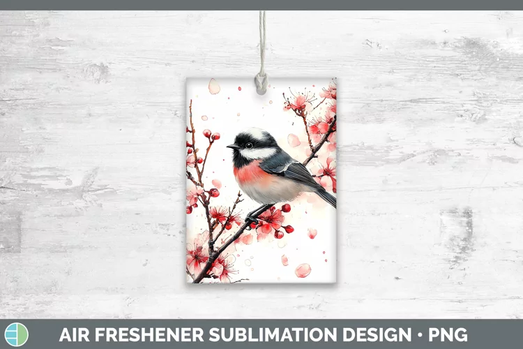 Sakura Chickadee Air Freshener Sublimation Car Freshener Des