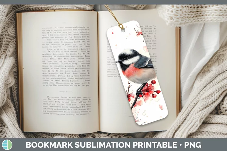 Sakura Chickadee Bookmark Sublimation Printable Designs