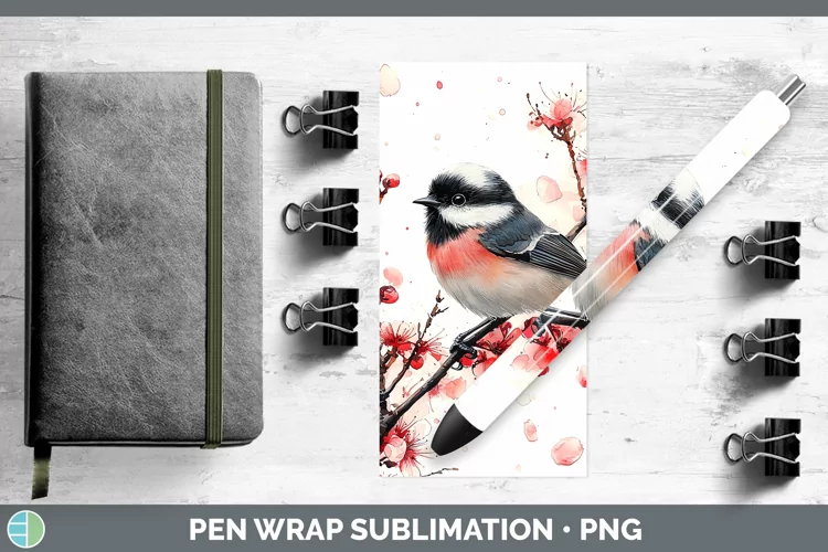 Sakura Chickadee Pen Wrap Sublimation Epoxy Pen Designs