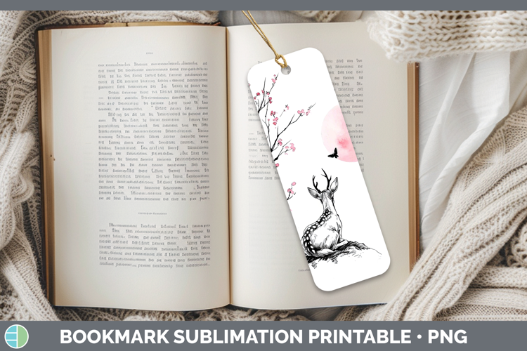 Sakura Deer Bookmark Sublimation Printable Designs
