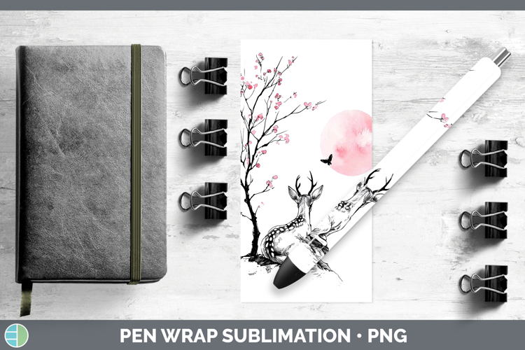 Sakura Deer Pen Wrap Sublimation Pen Designs