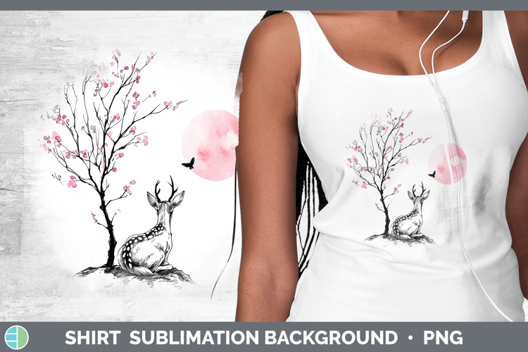 Sakura Deer Shirt Sublimation Sublimation Background Designs