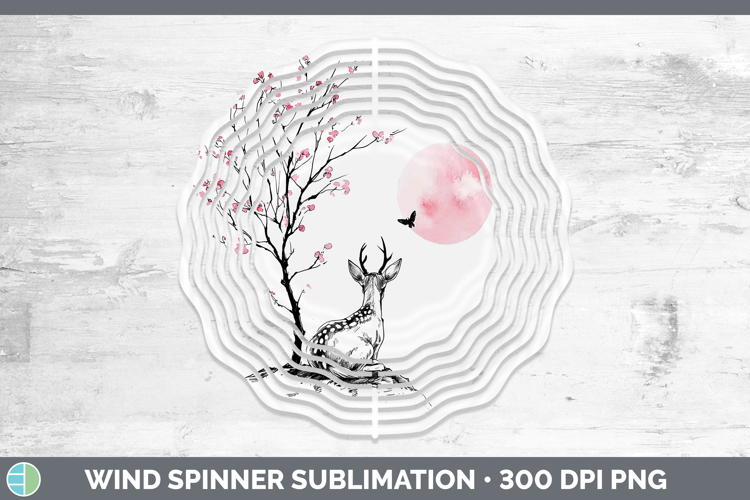 Sakura Deer Wind Spinner Sublimation Spinner Designs