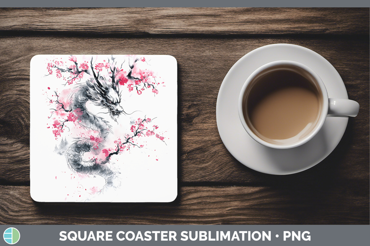 Sakura Dragon Square Coaster Sublimation Coaster Designs