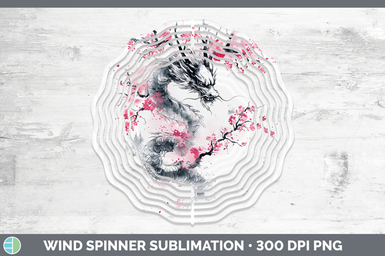 Sakura Dragon Wind Spinner Sublimation Spinner Designs