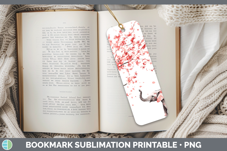 Sakura Elephant Bookmark Sublimation Printable Designs