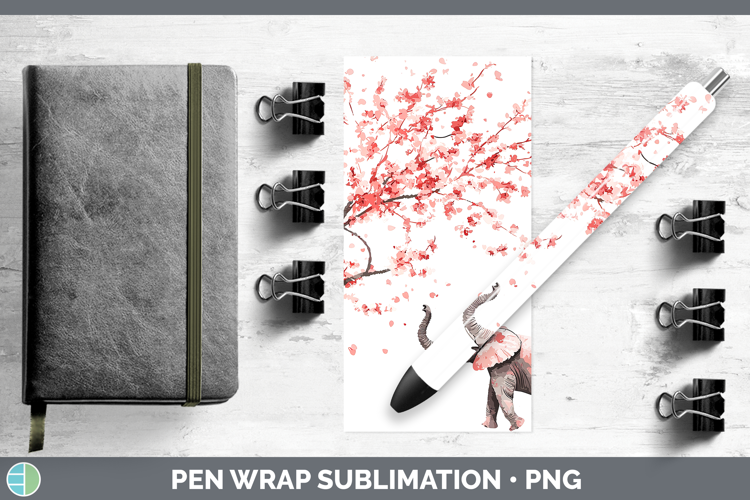 Sakura Elephant Pen Wrap Sublimation Pen Designs