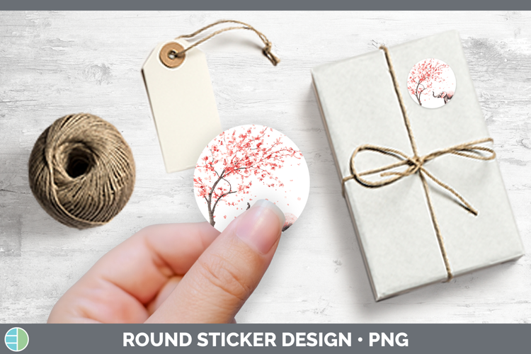 Sakura Elephant Stickers | Round Labels Designs