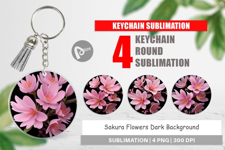 Keychain Sakura Flowers Dark