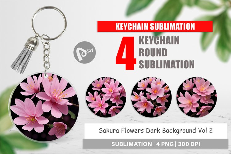 Keychain Sakura Flowers Dark