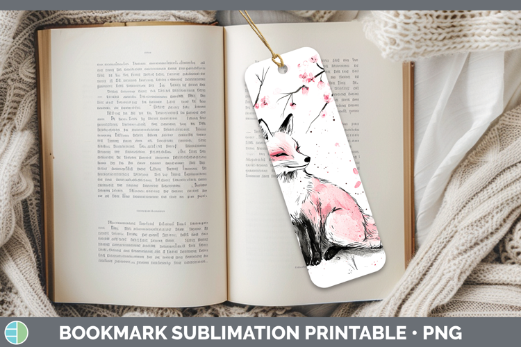 Sakura Fox Bookmark Sublimation Printable Designs