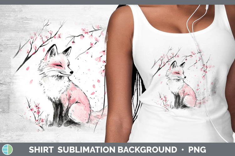 Sakura Fox Shirt Sublimation Sublimation Background Designs