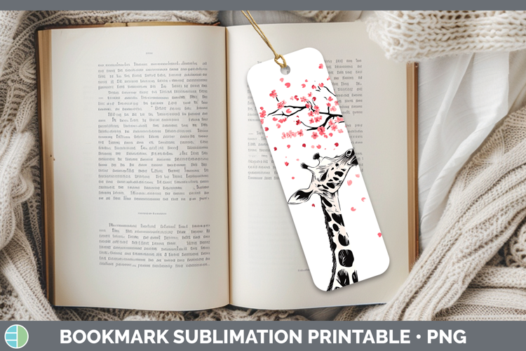 Sakura Giraffe Bookmark Sublimation Printable Designs