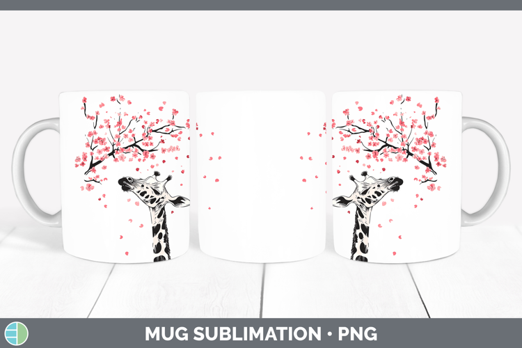 Sakura Giraffe Mug Wrap Sublimation Coffee Cup Designs