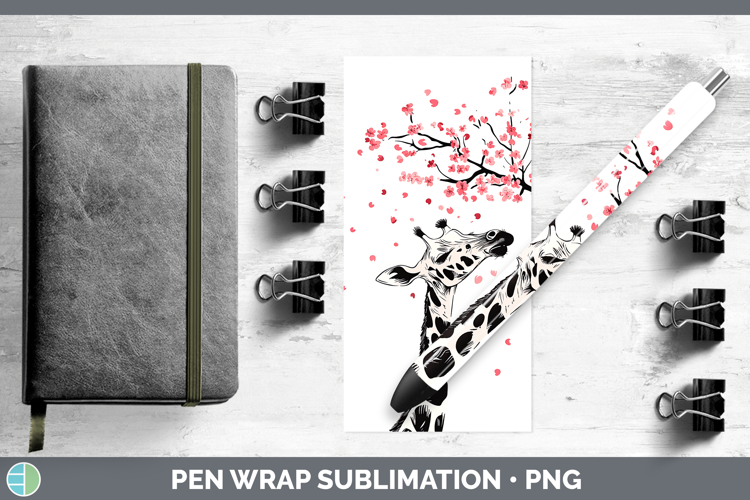 Sakura Giraffe Pen Wrap Sublimation Pen Designs
