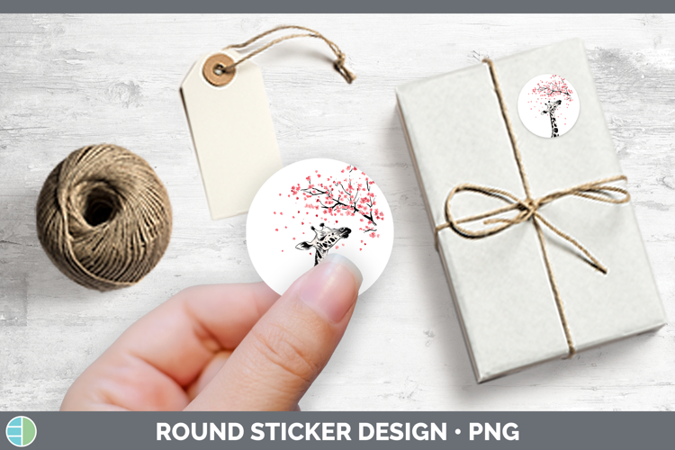 Sakura Giraffe Stickers | Round Labels Designs