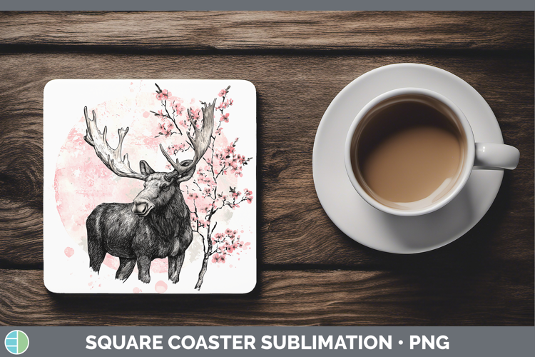 Sakura Moose Square Coaster Sublimation Coaster Designs