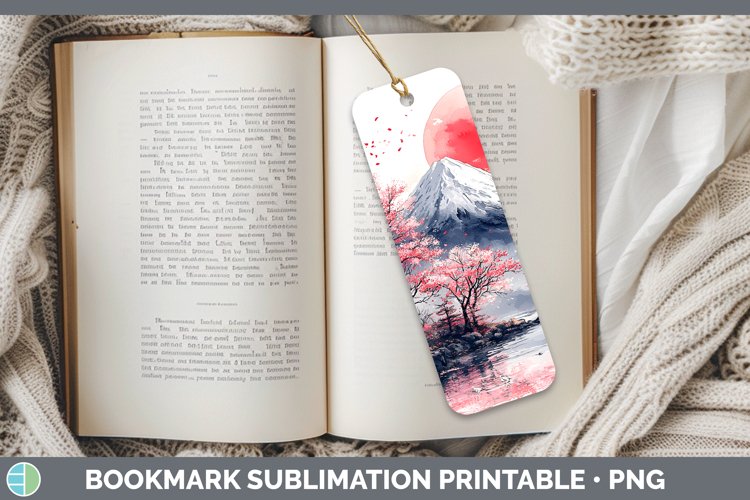 Sakura Mountain Bookmark Sublimation Printable Designs