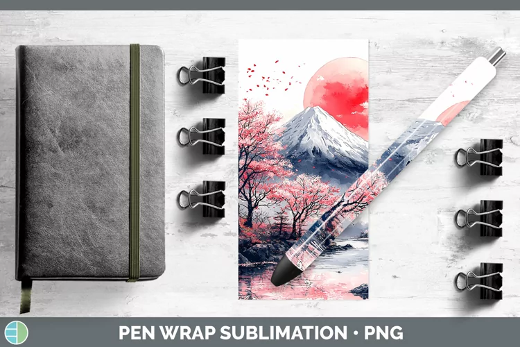 Sakura Mountain Pen Wrap Sublimation Epoxy Pen Designs