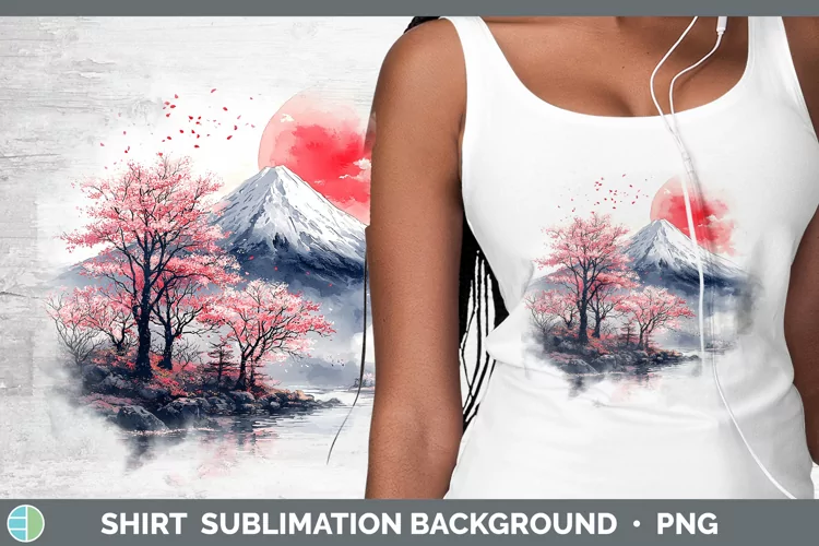 Sakura Mountain Shirt Sublimation Sublimation Background Des