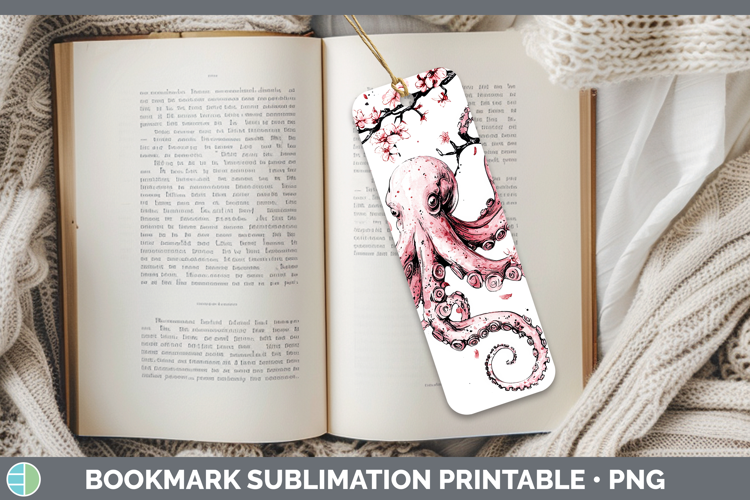 Sakura Octopus Bookmark Sublimation Printable Designs