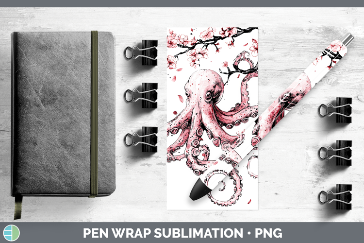 Sakura Octopus Pen Wrap Sublimation Pen Designs