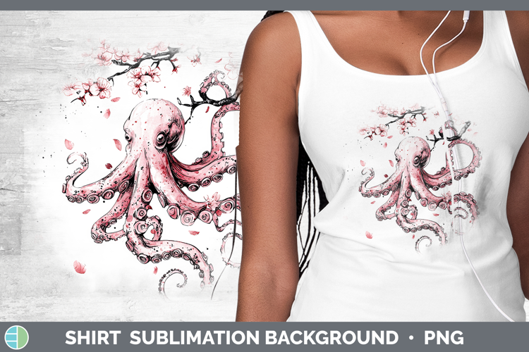 Sakura Octopus Shirt Sublimation Sublimation Background Desi