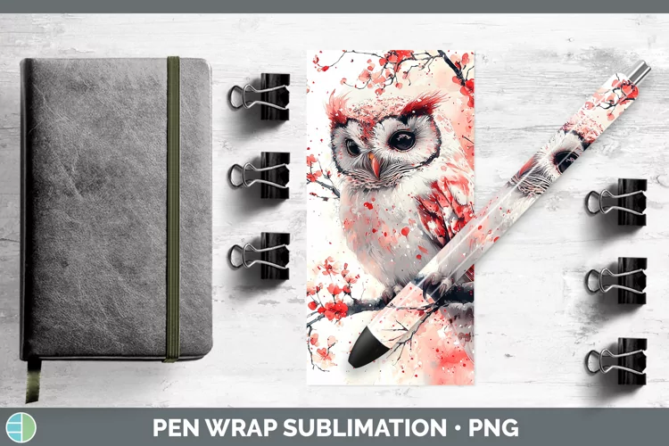 Sakura Owl Pen Wrap Sublimation Epoxy Pen Designs