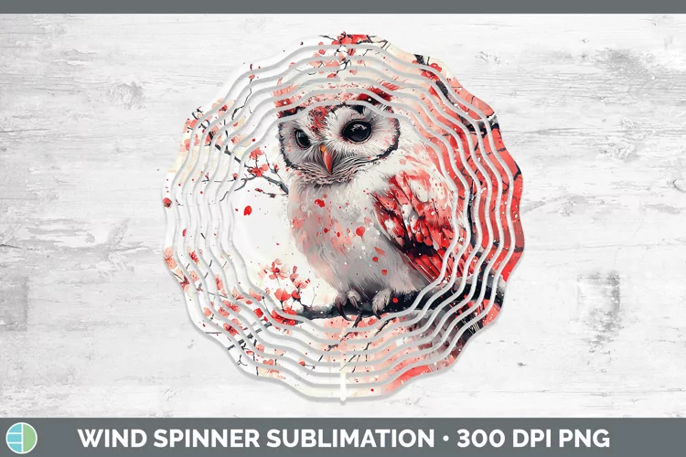Sakura Owl Wind Spinner Sublimation Spinner Designs
