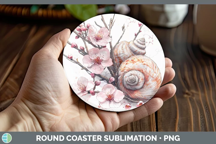 Sakura Seashell Round Coaster Sublimation Coaster Designs