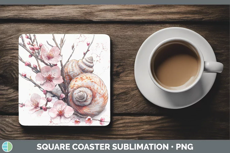 Sakura Seashell Square Coaster Sublimation Coaster Designs