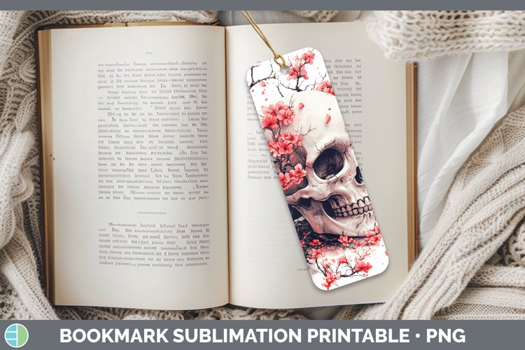 Sakura Skull Bookmark Sublimation Printable Designs